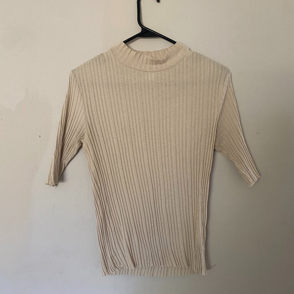 KOTN - Women's Ribbed Mockneck in Moon - Medium